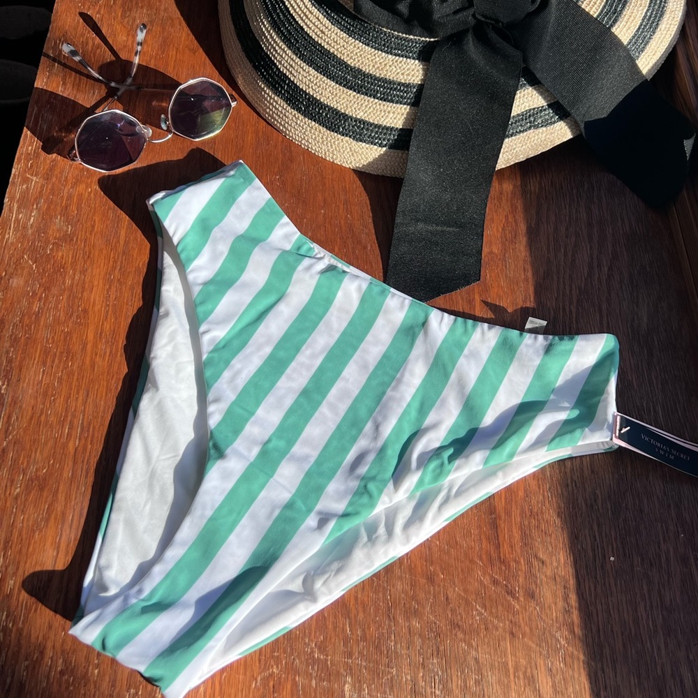 Victoria’s Secret Bikini Bottom- Mint Green & White- Size M